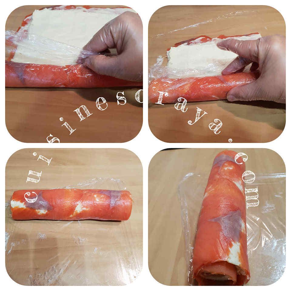 Rouleaux de saumon ou au poulet.