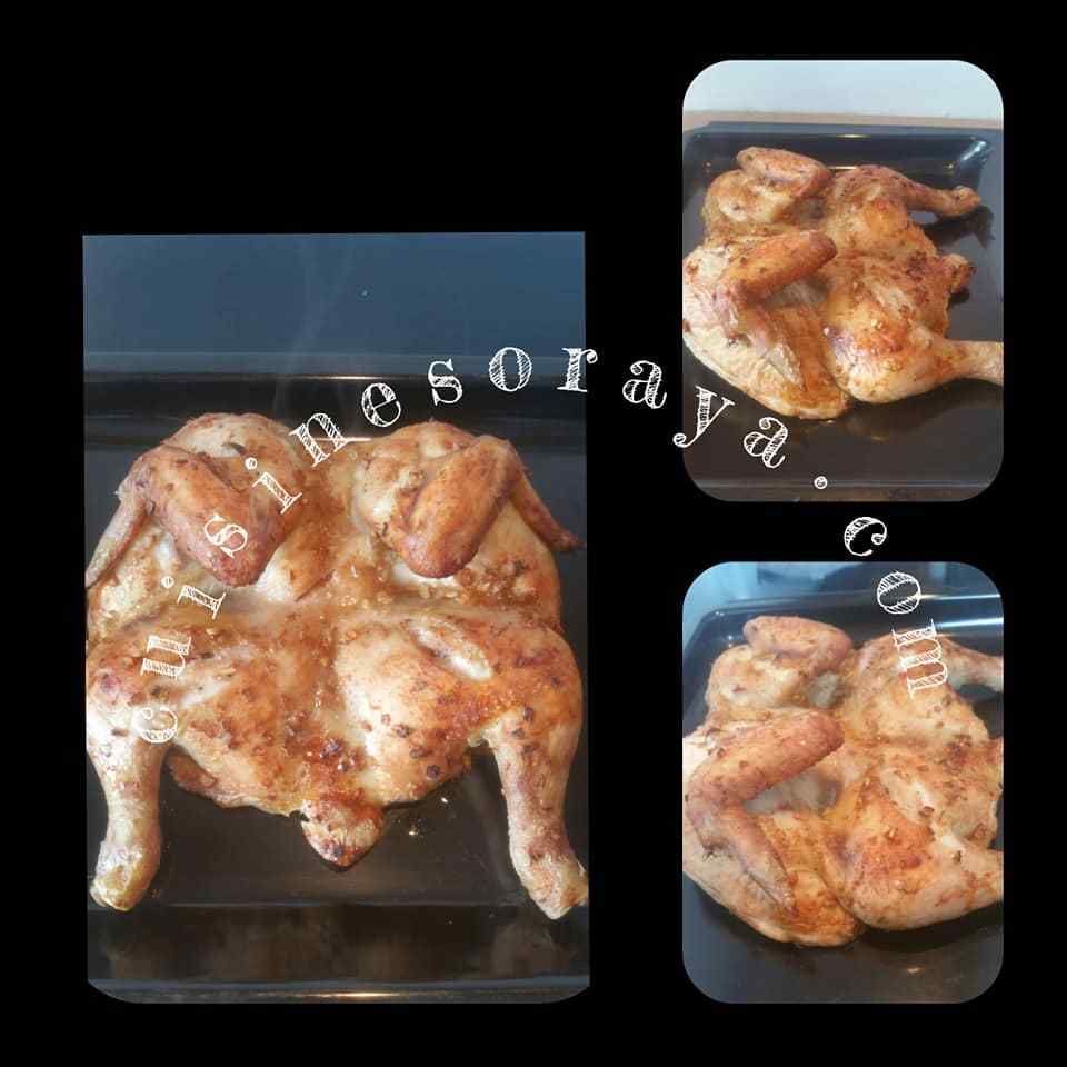 Poulet au four à la citronnelle en crapaudine