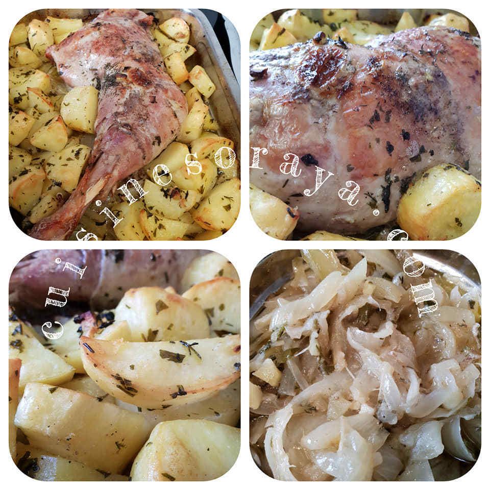 Cuisse de dinde au four avec ses pommes de terre et oignons confit