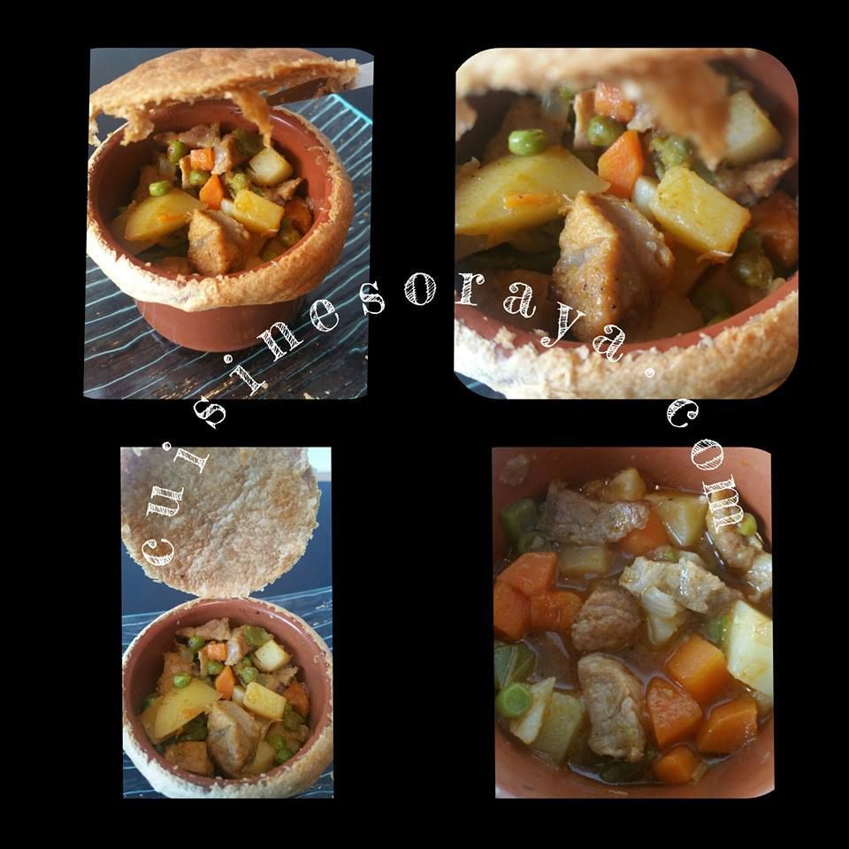 Etouffé de lègumes, viande et sa pâte feuilletée