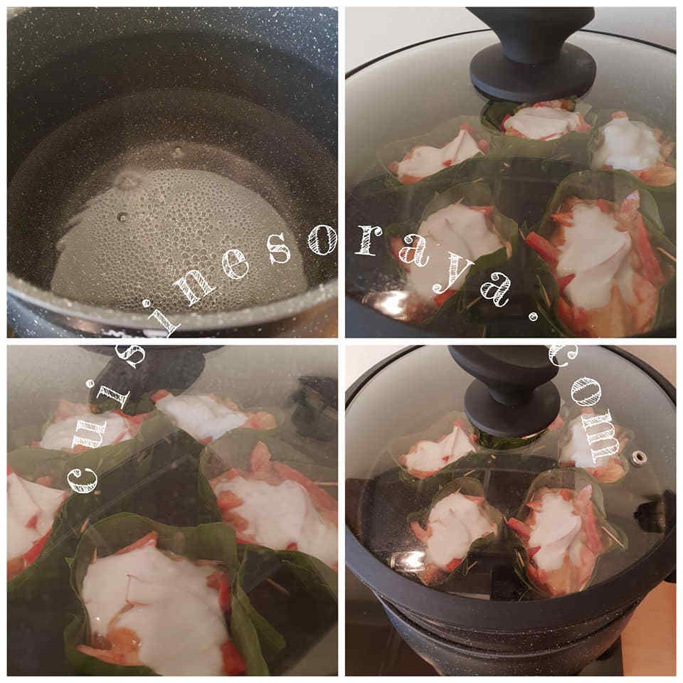 Saumon à la vapeur dans des feuilles de bananier
