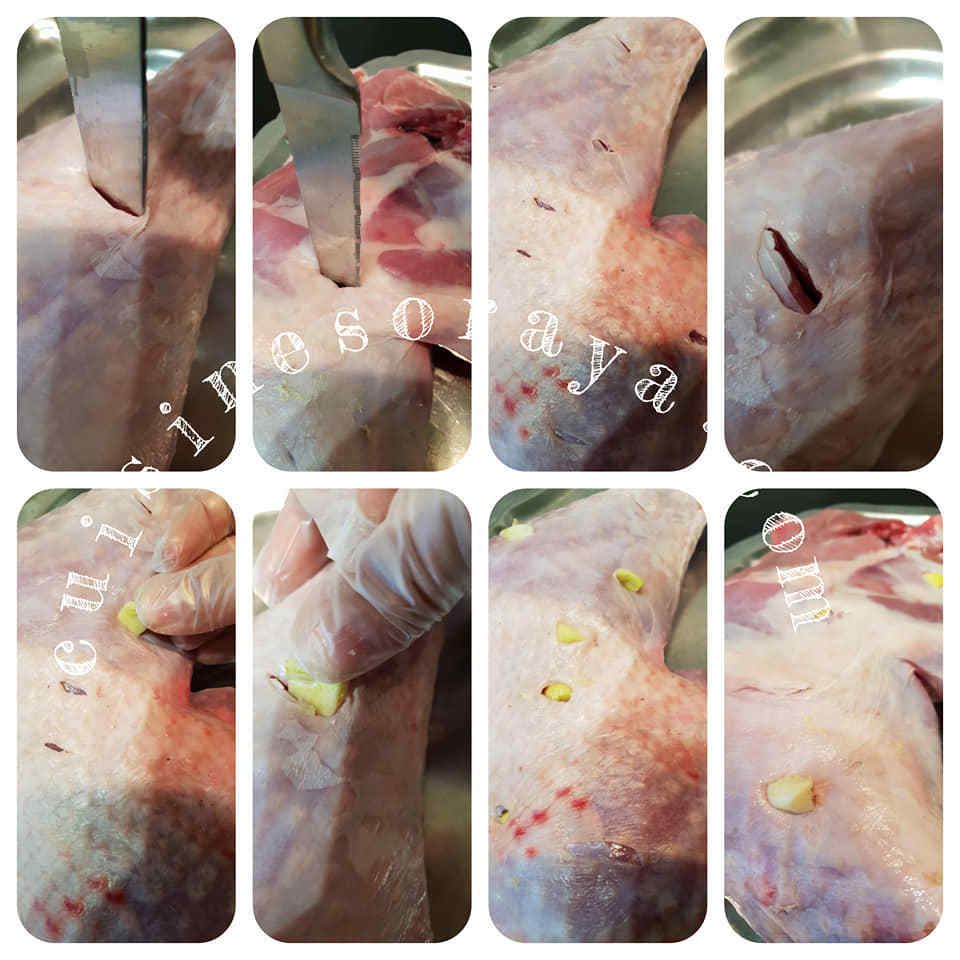 Cuisse de dinde au four avec ses pommes de terre et oignons confit