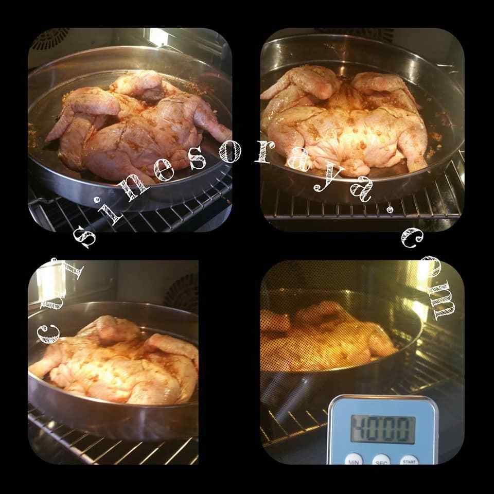 Poulet au four à la citronnelle en crapaudine