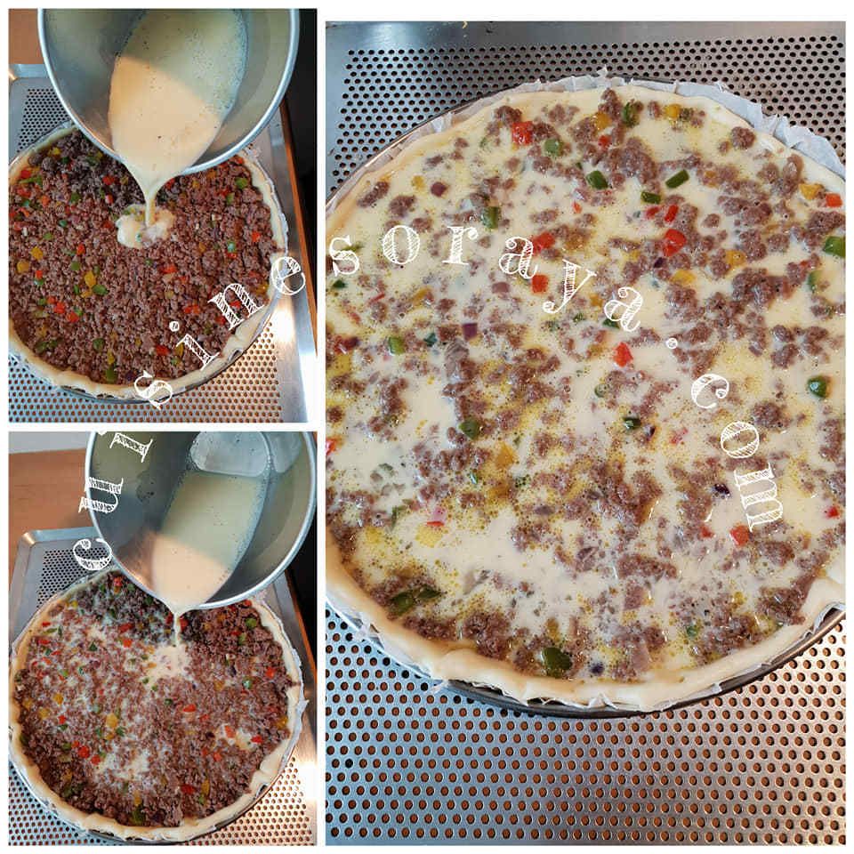 Quiche à la viande et aux trois poivrons