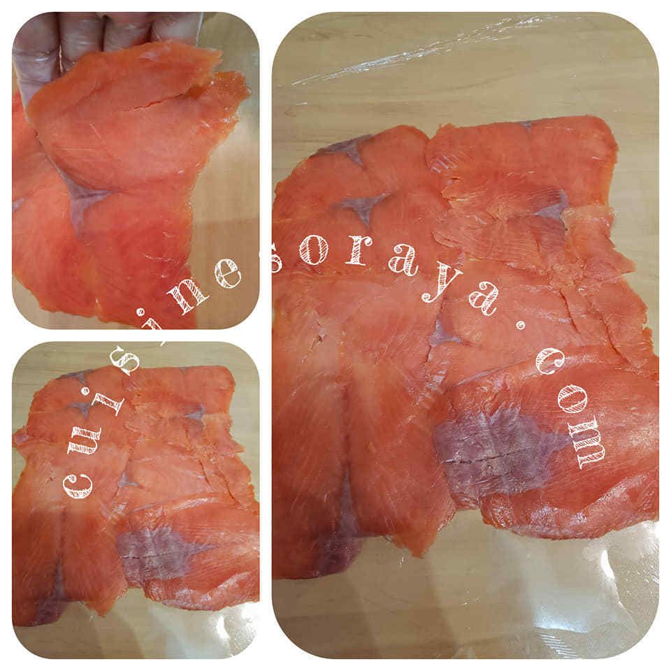 Rouleaux de saumon ou au poulet.