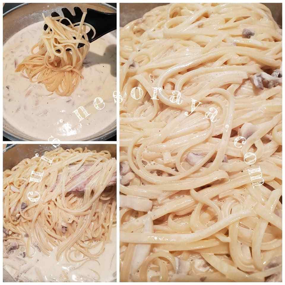 Linguini all'Alfredo aux champignons