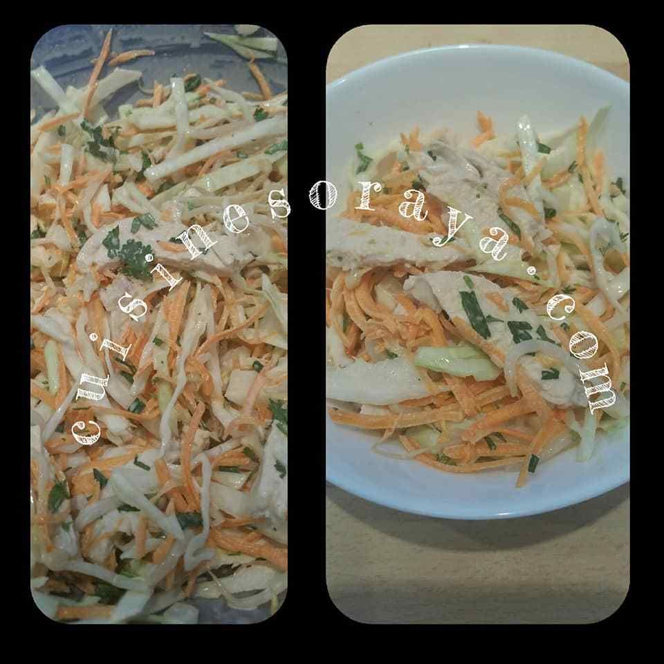 Salade de chou et de poulet.